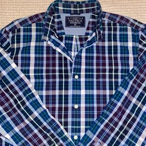 Nautica long-sleeve plaid button-down shirt in a size medium